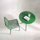 Dining Room Industrial Chair Metal Slat Back Dining Chair in Green