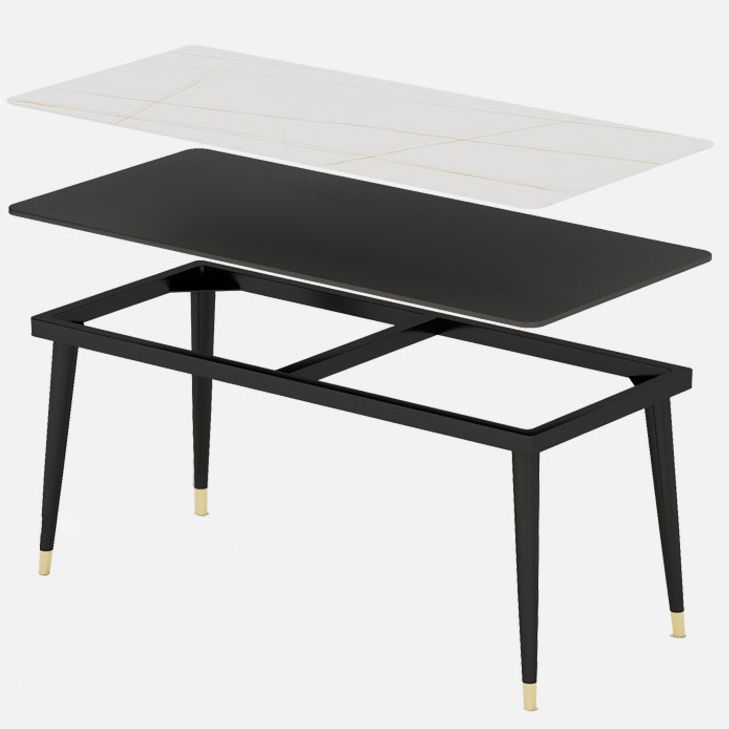Simple Rectangle Shape Kitchen Dining Table Sintered Stone Dining Table with 4 Legs Base Clearhalo ' dining_table' 'Dining Tables & Seating' 'Dining Tables' 'furn' 'furn_dining_table' 'Furniture' 'furniture_dining_table' 'Kitchen & Dining Furniture' 'kitchen&dining_furn' 'kitchen' 'kitchen_dining_table' 1200x1200_e8c8c52d-e4a2-4652-a11f-52113acef1d8