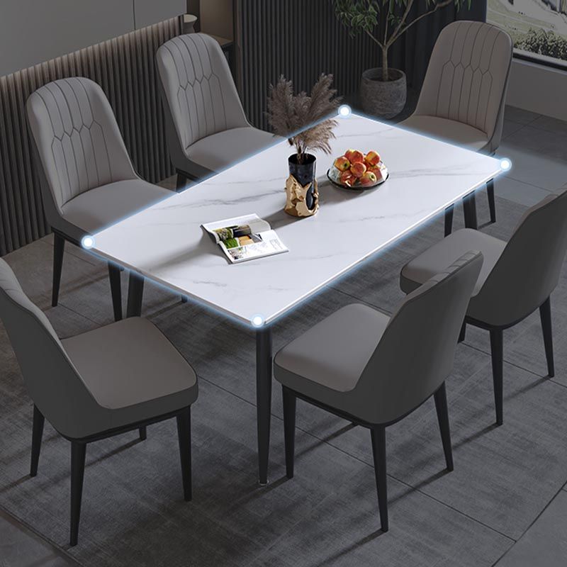 Rectangle Stone Industrial Table Standard Height Dining Table with 4 Legs Clearhalo 'Dining Tables & Seating' 'Dining Tables' 'dining_table' 'furn' 'furn_dining_table' 'Furniture' 'Kitchen & Dining Furniture' 1200x1200_e8c915c4-e5e5-44ad-9330-52b13ffeab57