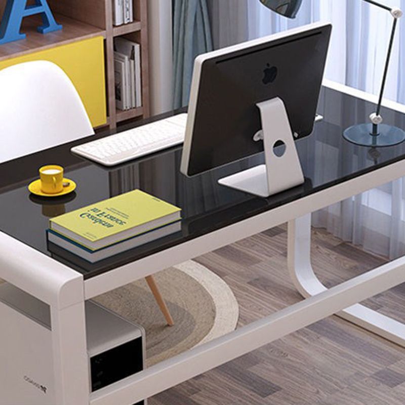 Escritorio de juegos de rectángulo de vidrio escritorio de computadora moderno y contemporáneo