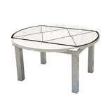 Modern Extendable Round Glass Top Dining Table with Solid Wood Legs Clearhalo 'Dining Tables & Seating' 'Dining Tables' 'dining_table' 'furn' 'furn_dining_table' 'Furniture' 'Kitchen & Dining Furniture' 1200x1200_e8cbd3ff-e761-4993-b8a3-5221e94f5cbe