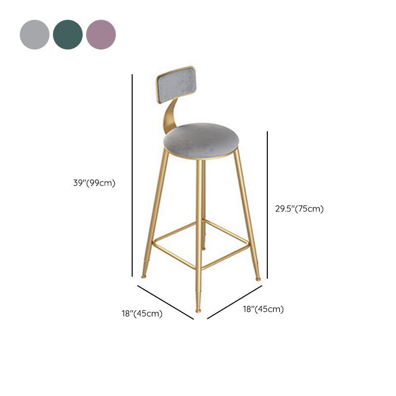 Contemporary Cushion Bar Stool Backrest Barstool with Gold Metal Legs Clearhalo 'Bar Furniture' 'Bar Stools' 'bar_stools' 'furn' 'furn_bar_stools' 'Furniture' 'Kitchen & Dining Furniture' 1200x1200_e8cc2766-052f-425c-95b2-c329aa955518