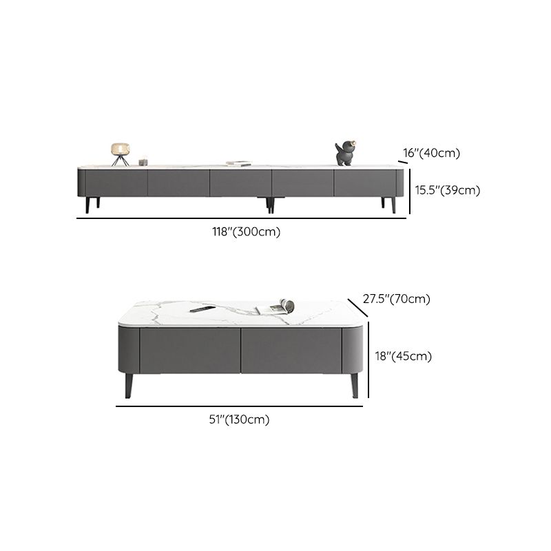 4 gambe tavolo da cocktail di caffè con cassetti di stoccaggio top rettangolo