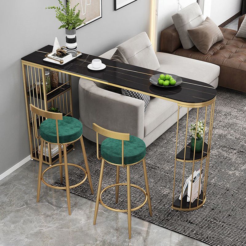 Sintered Stone Bar Table Industrial Dining Table with Storage Shelves Clearhalo 'Bar Furniture' 'Bar Tables' 'bar_tables' 'furn' 'furn_bar_tables' 'Furniture' 'Kitchen & Dining Furniture' 1200x1200_e8ccb231-56eb-4f81-b25c-47deb5516361