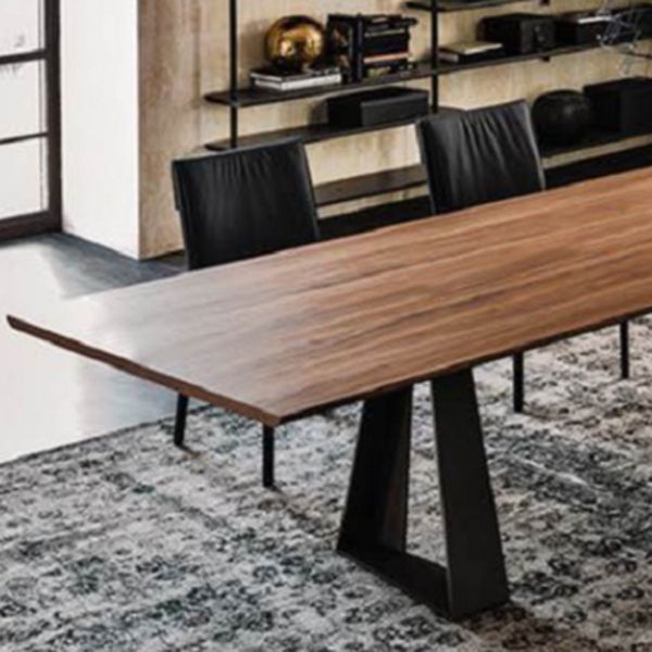 Industrial Style Rectangle Table Wooden Dining Table with Metal Legs Clearhalo 'Dining Tables & Seating' 'Dining Tables' 'dining_table' 'furn' 'furn_dining_table' 'Furniture' 'Kitchen & Dining Furniture' 1200x1200_e8cd6986-80fc-402c-8741-04482f5a5c10