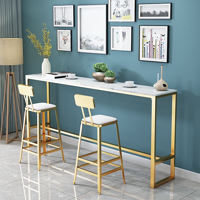 Juego de mesa de bar Glam de 1/2/3 piezas, mesa de bar rectangular con taburetes altos de metal