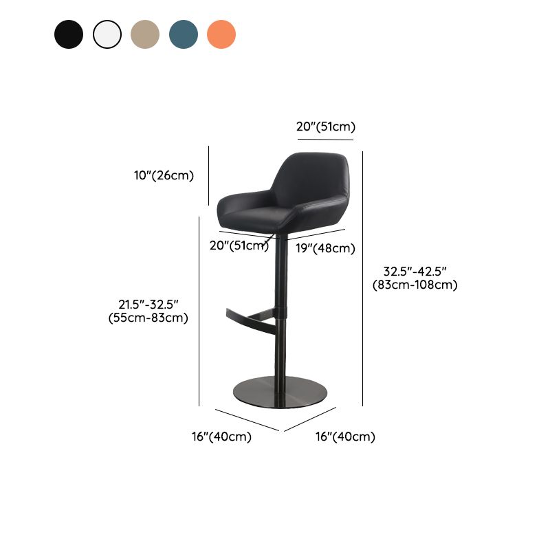 Glam Style Counter Stool Faux Leather Adjustable Height Bar Stool with Swivel Clearhalo 'Bar Furniture' 'Bar Stools' 'bar_stools' 'furn' 'furn_bar_stools' 'Furniture' 'Kitchen & Dining Furniture' 1200x1200_e8ce5a3b-4429-4072-aa4e-030f50a113ef