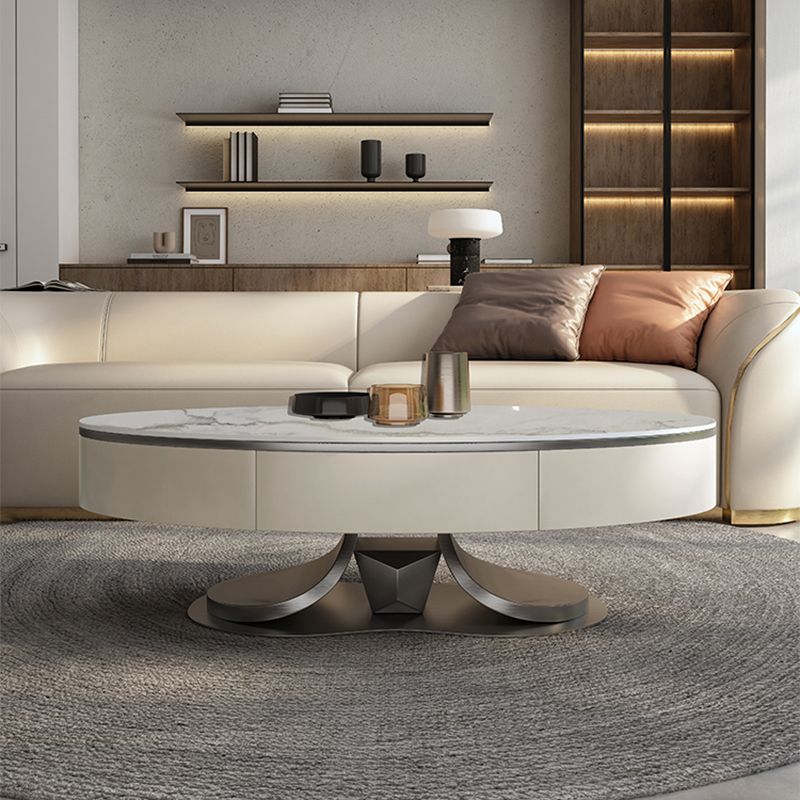Oval White Coffee Table Slate Coffee Table with Storage Drawers Clearhalo 'Coffee & Accent Tables' 'Coffee Tables' 'coffee_tables' 'furn' 'furn_coffee_tables' 'Furniture' 'Living Room Furniture' 1200x1200_e8ce7866-b577-4b63-b2c0-8388419db2a1