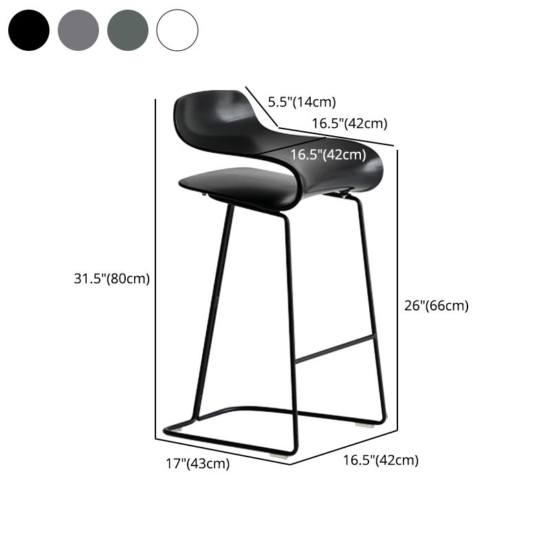 Modern Armless Backrest Counter Stool Steel Cafe Bar Stool with Plastic Seat Clearhalo 'Bar Furniture' 'Bar Stools' 'bar_stools' 'furn' 'furn_bar_stools' 'furniture_bar_stools' 'Kitchen & Dining Furniture' 'kitchen&dining_furn' 'kitchen' 'kitchen_furn' Furniture' 1200x1200_e8d00ae1-dbae-4778-8949-d305f1bce12c