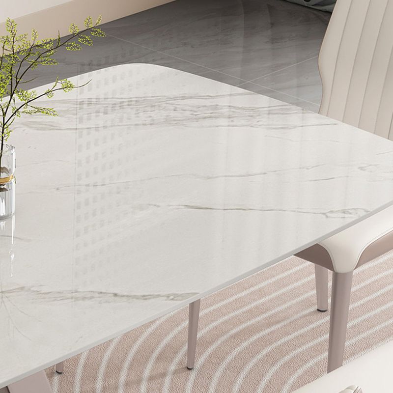 Glam eettafel, rechthoekige stenen eetkamertafel in wit