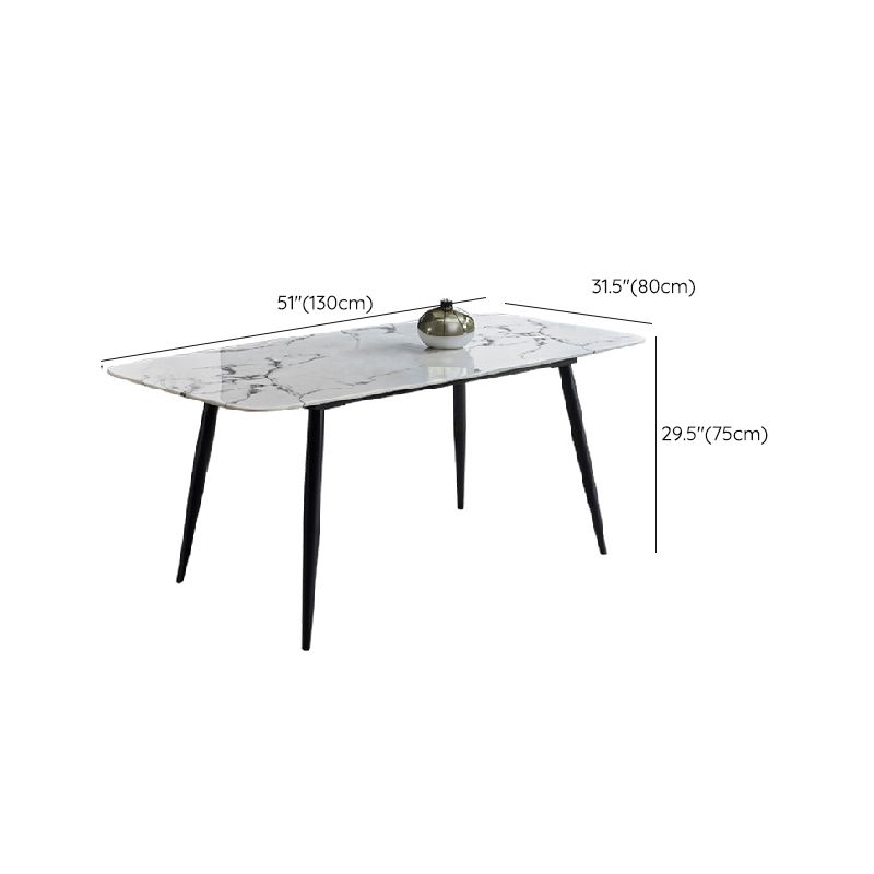White Top Table with 4 Metal Legs Industrial Rectangle Dining Table Clearhalo 'Dining Tables & Seating' 'Dining Tables' 'dining_table' 'furn' 'furn_dining_table' 'Furniture' 'Kitchen & Dining Furniture' 1200x1200_e8d607b5-6623-4178-adf9-a52ec6967c0d