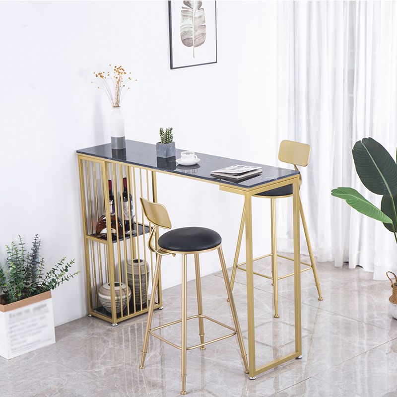 Modern White Marble Table with Rectangle Table Top Sled Table - 42" H Clearhalo 'Bar Furniture' 'Bar Tables' 'bar_tables' 'furn' 'furn_bar_tables' 'Furniture' 'furniture_bar_tables' 'Kitchen & Dining Furniture' 1200x1200_e8d671bc-5ee6-4ca5-a44d-ccbe3b199c73
