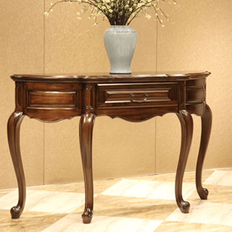 Free Form Shape Contemporary Console Table Brown Console Sofa Table for Hall
