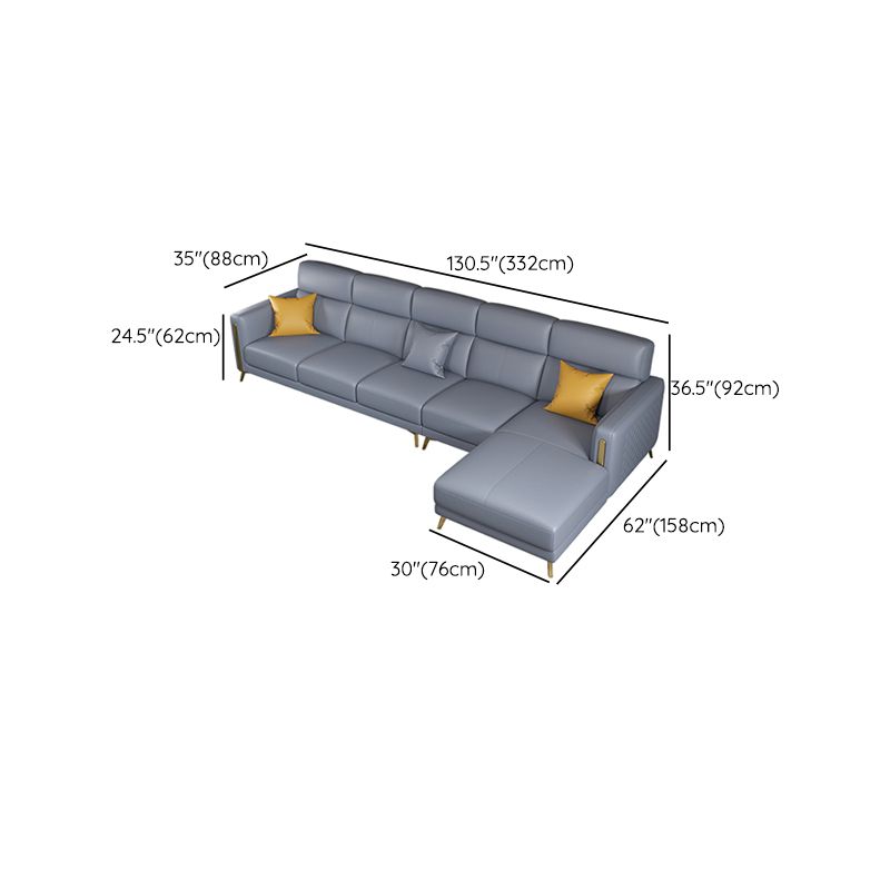 Glam Stationary Sectional Sofa Cushion Back Leather Living Room Set Clearhalo 'furn' 'furn_sectionals' 'Furniture' 'Living Room Furniture' 'Sectionals' 1200x1200_e8d7627a-ac76-4689-833a-3ba0742e2ce7