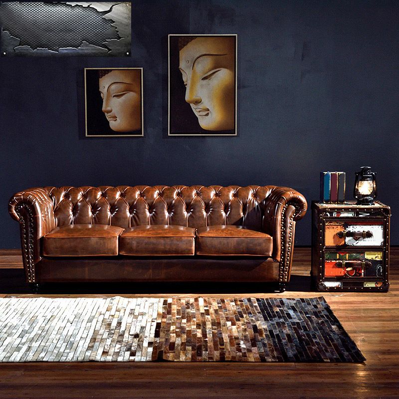 Traditional Flared Arm Sofa Tufted Cushions Seating in Dark Brown Clearhalo 'furn' 'furn_sofas' 'Furniture' 'Living Room Furniture' 'Sofa' 'sofas' 1200x1200_e8d85de1-b7bf-4027-9057-c34c7e84d6d7