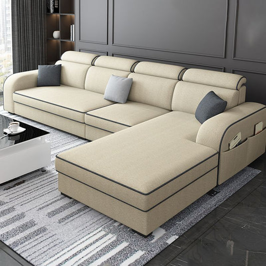 31.49" Tall Sectional Sofa Faux Leather/Linen Modular Sofa with Cushion Back Clearhalo 'furn' 'furn_sectionals' 'Furniture' 'Living Room Furniture' 'Sectionals' 1200x1200_e8d85de5-44bb-4bf2-979d-97c46ab9b02e