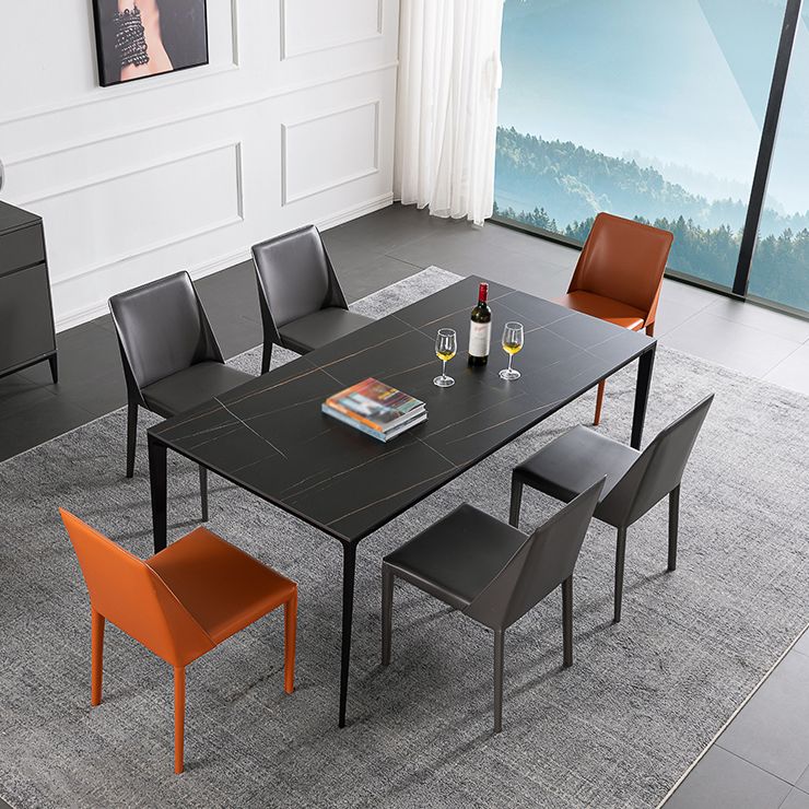 Industrial Style Home Sintered Stone Dining Table Metallic Base Rectangle Table Clearhalo ' dining_table' 'Dining Tables & Seating' 'Dining Tables' 'furn' 'furn_dining_table' 'Furniture' 'furniture_dining_table' 'Kitchen & Dining Furniture' 'kitchen&dining_furn' 'kitchen' 'kitchen_dining_table' 1200x1200_e8d88899-2608-493e-b7e0-51d795aad285