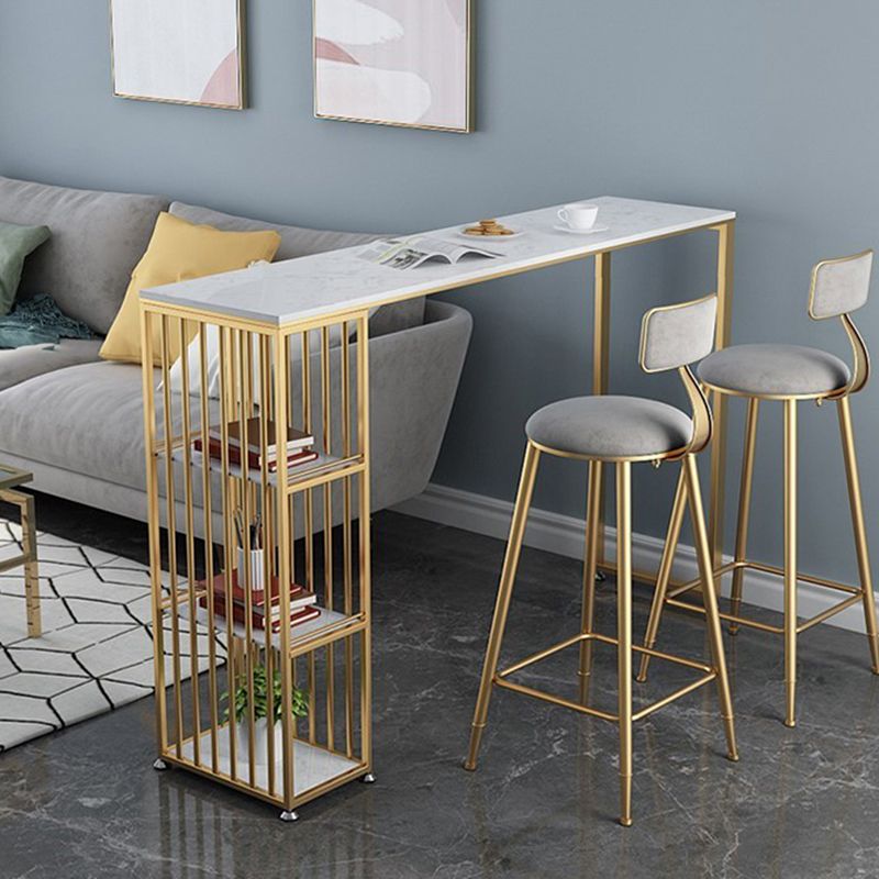 Glam Bar Table Artificial Marble Pub Table with Shelf for Living Room, Only Table Clearhalo 'Bar Furniture' 'Bar Tables' 'bar_tables' 'furn' 'furn_bar_tables' 'Furniture' 'furniture_bar_tables' 'Kitchen & Dining Furniture' 1200x1200_e8d9c42e-e2dc-47c1-859f-b1561d355157