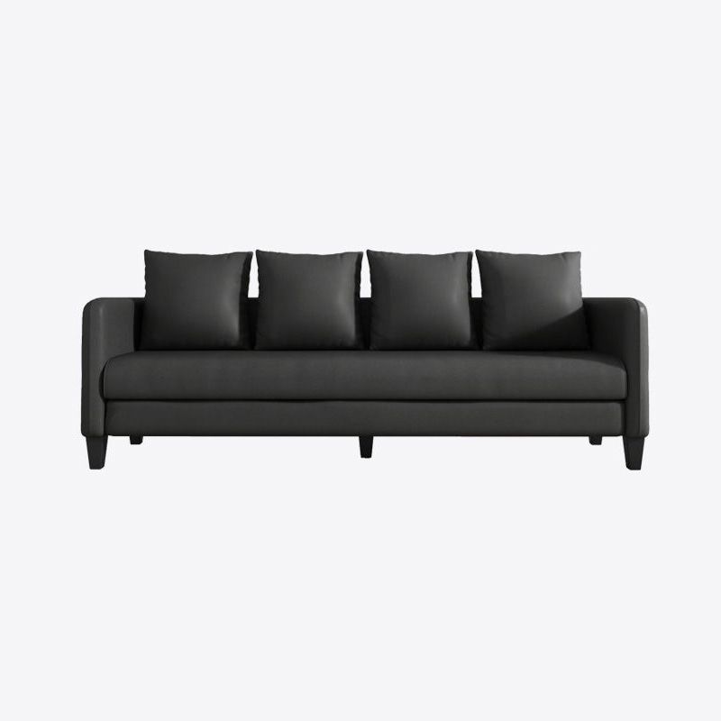 Faux Leather Sofa 78.74" W x 25.19" D x 23.22" H Square Arm Sofa for Living Room Clearhalo 'furn' 'furn_sofas' 'Furniture' 'Living Room Furniture' 'Sofa' 'sofas' 1200x1200_e8dbb47d-36c4-4c70-930a-a01160fe736b