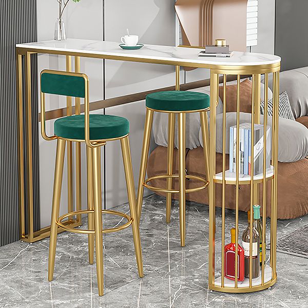 Sgabelli da bar rotondi imbottiti glam con poggiapiedi