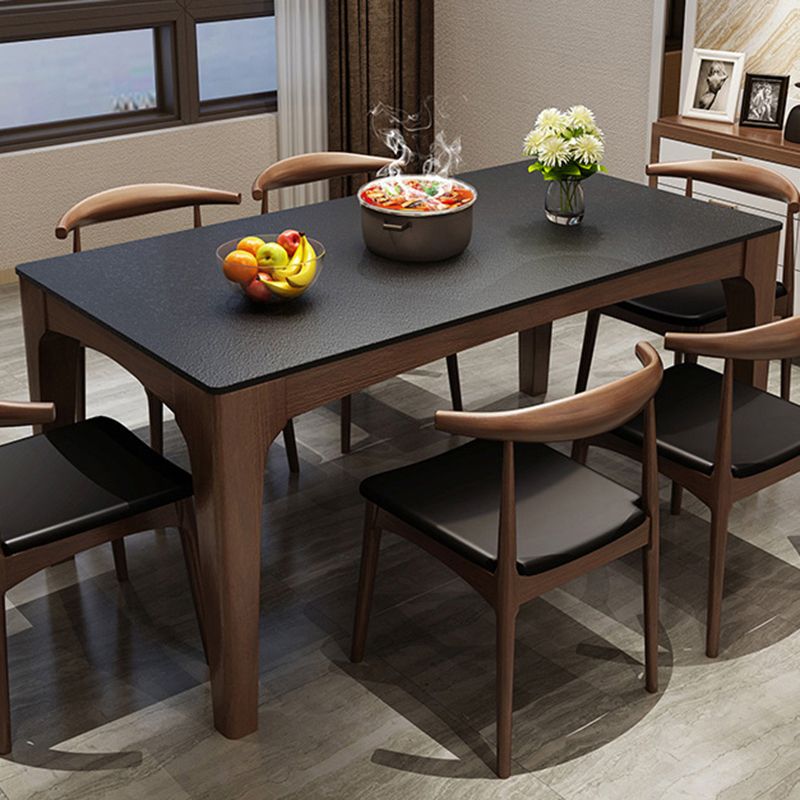 Rectangle Sintered Stone Dining Table Solid Wood Frame Dining Table Clearhalo 'Dining Tables & Seating' 'Dining Tables' 'dining_table' 'furn' 'furn_dining_table' 'Furniture' 'Kitchen & Dining Furniture' 1200x1200_e8df2811-1d2b-4aa7-a01f-1a5b6f14f342