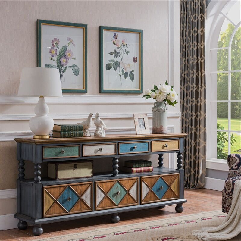 Glam Style Buffet Sideboard Solid Wood Kitchen Sideboard with Door and Drawer Clearhalo 'buffet_sideboard' 'Buffets & Sideboards' 'furn' 'furn_buffet_sideboard' 'Furniture' 'Kitchen & Dining Furniture' 1200x1200_e8df741c-0929-4535-a872-c2075d62fe02