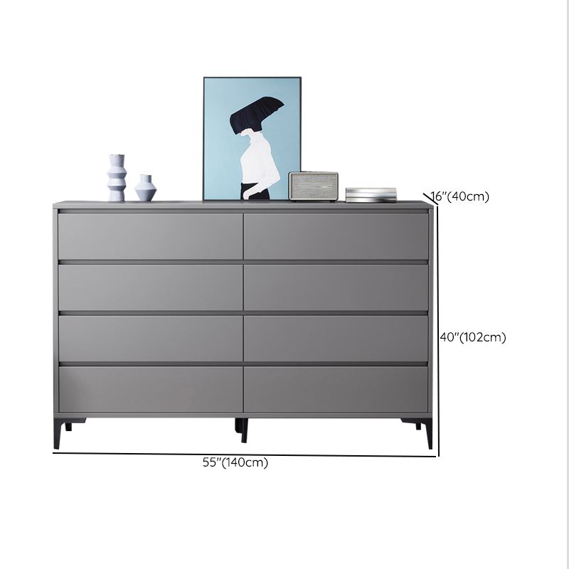 Cassettiera moderna per camera da letto, in legno ingegnerizzato, colore grigio, con cassetti