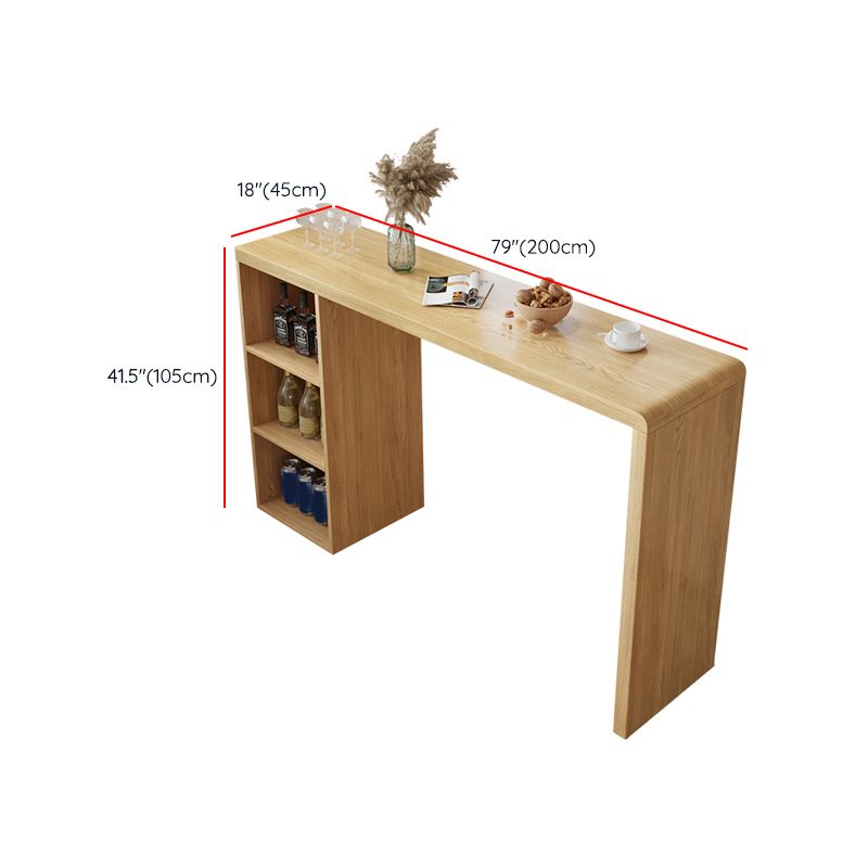 Solid Wood Bar Dining Table Pedestal Rectangle Bistro Bar Table in Natural with Shelves Clearhalo 'Bar Furniture' 'Bar Tables' 'bar_tables' 'furn' 'furn_bar_tables' 'Furniture' 'Kitchen & Dining Furniture' 1200x1200_e8e02d50-9fa9-422d-b675-c5524a87cb4d