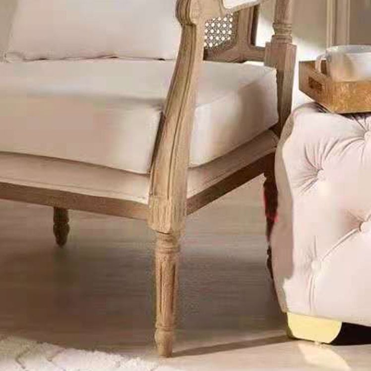 Massives Holz tropisches Sofa mit losen Rücken und quadratischem Arm in Leinen