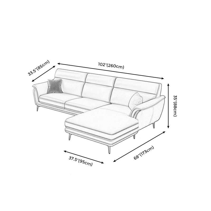 Modern Genuine Leather Sofa High Back Sectional with Pillow Top Arm Clearhalo 'furn' 'furn_sectionals' 'Furniture' 'furniture_sectionals' 'kitchen' 'kitchen_sectionals' 'Living Room Furniture' 'Sectionals' 1200x1200_e8e2d5ea-3400-4fa7-9d55-a3e626b343f3