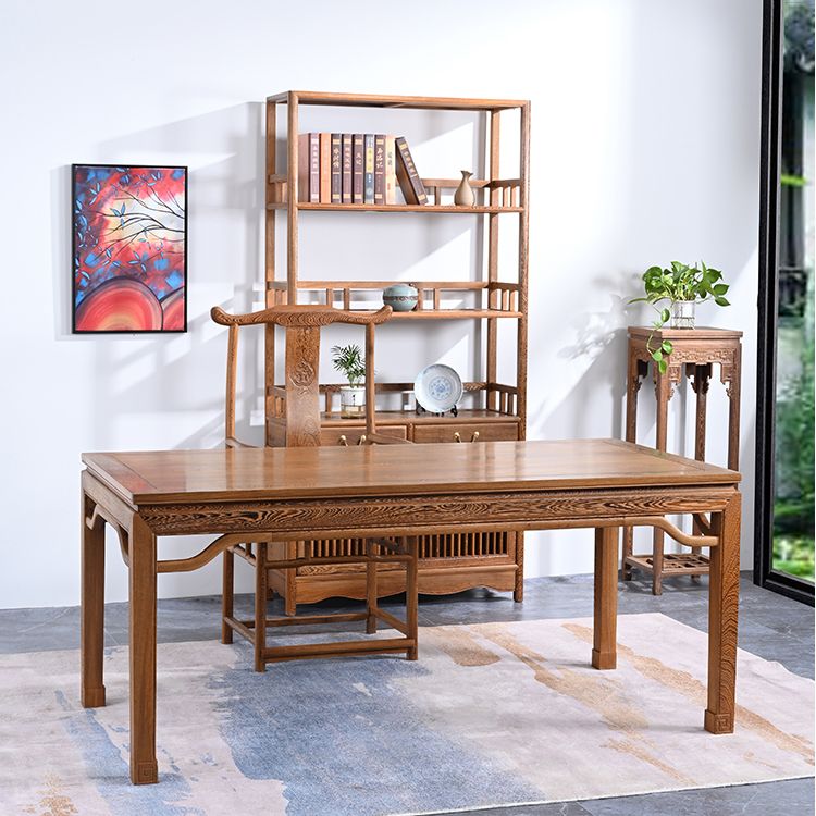 Traditional Style Solid Wood Dining Set with Walnut Fixed Table and 4 Legs Base for Home Use Clearhalo 'Dining Room Sets' 'Dining Tables & Seating' 'dining_room_set' 'furn' 'furn_dining_room_set' 'Furniture' 'furniture_dining_room_set' 'Kitchen & Dining Furniture' 'kitchen&dining_furn' 'kitchen' 1200x1200_e8e2f6d2-a692-49f4-a532-d0816cb97665