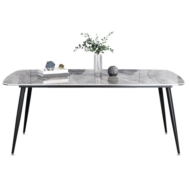 Sintered Stone Dining Table Simplicity Style 4 Legs Carbon Steel Base Rectangle Table for Home Clearhalo ' dining_table' 'Dining Tables & Seating' 'Dining Tables' 'furn' 'furn_dining_table' 'Furniture' 'furniture_dining_table' 'Kitchen & Dining Furniture' 'kitchen&dining_furn' 'kitchen' 'kitchen_dining_table' 1200x1200_e8e322cb-20f5-4521-89f7-0a4b59b2a741