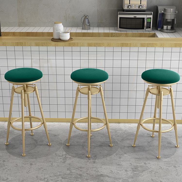 Glam Rotatable Liftable Counter Stool Iron Cashier Bar Stool with Cushion and Pedal Clearhalo 'Bar Furniture' 'Bar Stools' 'bar_stools' 'furn' 'furn_bar_stools' 'Furniture' 'furniture_bar_stools' 'Kitchen & Dining Furniture' 1200x1200_e8e33d2b-62bc-49b9-8527-8df6a4979d9d