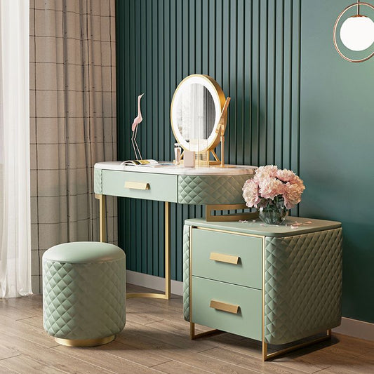 3つのストレージ引き出しバニティセット豪華な鏡のメイクアップの虚栄心