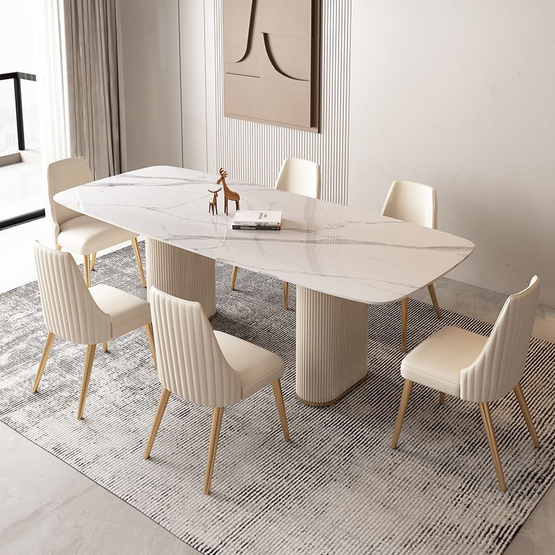 Nordic Style Sintered Stone Rectangle Table Set 1/4/5/7 Pieces Set Clearhalo 'Dining Room Sets' 'Dining Tables & Seating' 'dining_room_set' 'furn' 'furn_dining_room_set' 'Furniture' 'Kitchen & Dining Furniture' 1200x1200_e8e457bf-58fb-4247-886f-0fb5c04f5b33