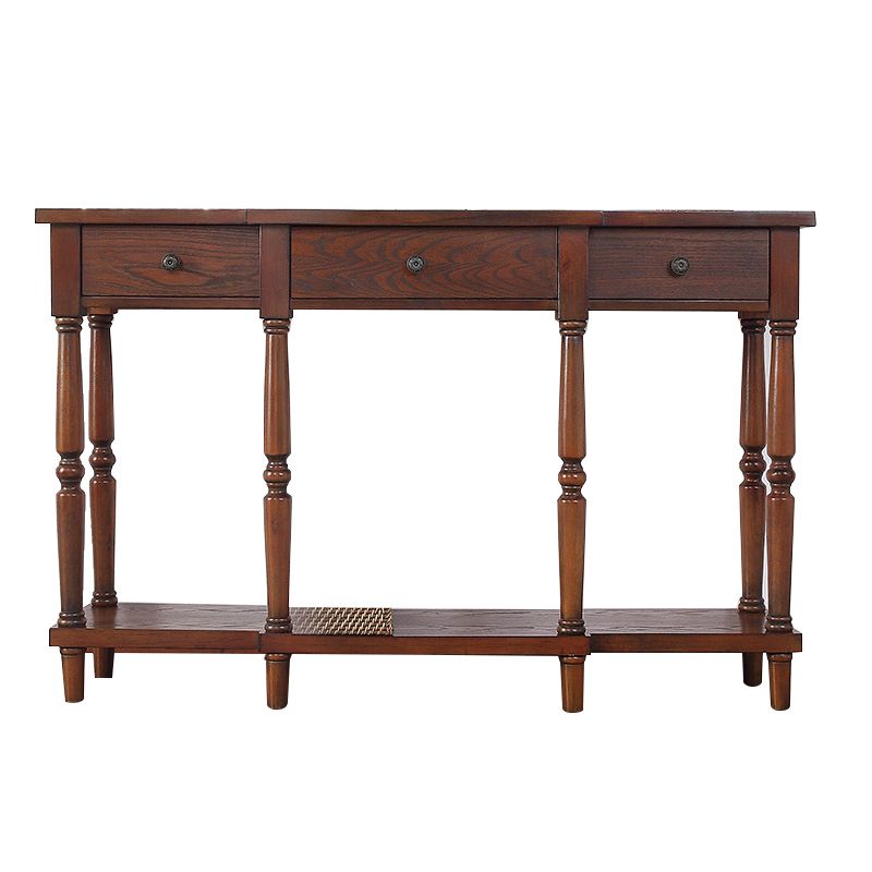 Mid Century Modern Wood Console Table Drawers Included Console Sofa Table for Hall