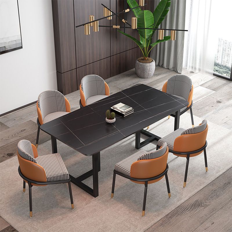 1/2/5/7 Pcs Dining Chairs Set Black Sintered Stone Dining Set with Double Pedestal Base Clearhalo 'Dining Room Sets' 'Dining Tables & Seating' 'dining_room_set' 'furn' 'furn_dining_room_set' 'Furniture' 'furniture_dining_room_set' 'Kitchen & Dining Furniture' 'kitchen&dining_furn' 'kitchen' 1200x1200_e8e77d5f-248d-4ff5-84ba-c0bb8b81fc3e