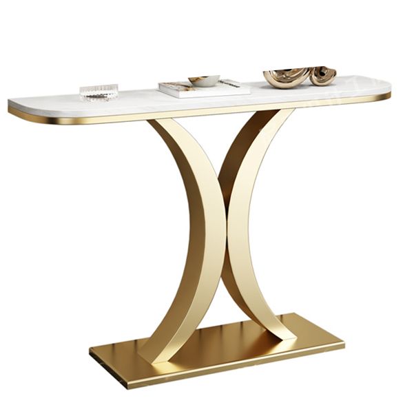 Marmeren halve maan console tabel 31,5-inch hoge accenttafel met 1 plank