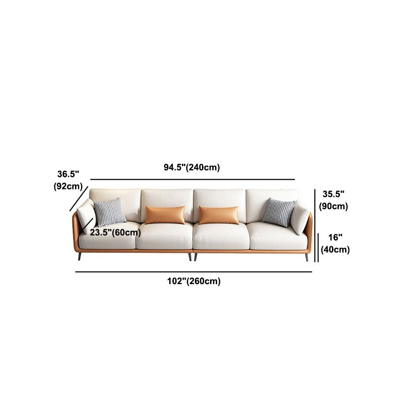 Faux Leather Stain Resistant Contemporary Standard Sofa in Orange and Beige Clearhalo 'furn' 'furn_sofas' 'Furniture' 'Living Room Furniture' 'Sofa' 'sofas' 1200x1200_e8e845d0-a9b4-4a62-8812-1fc57eda0cd9