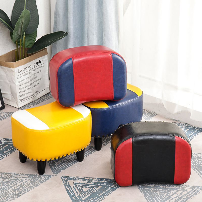 Nailhead Trim Ottoman Leather Special Shape Contrast Color Stain Resistant Ottoman Clearhalo 'furn' 'furn_ottomans_poufs' 'Furniture' 'Living Room Furniture' 'Ottomans & Poufs' 'ottomans_poufs' 1200x1200_e8e853bf-ae02-4c3c-b42f-110e9a053ea1