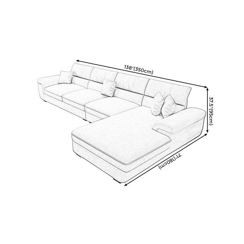 Casual Removable Cushions Sectionals 37.4"H Pillow Top Arm Sofa with 4 Pillows Clearhalo 'Furniture' 'furniture_sectionals' 'kitchen' 'kitchen_sectionals' 'Living Room Furniture' 'Sectionals' 1200x1200_e8ea9f65-50d9-446a-bf04-a99e7faa4bee