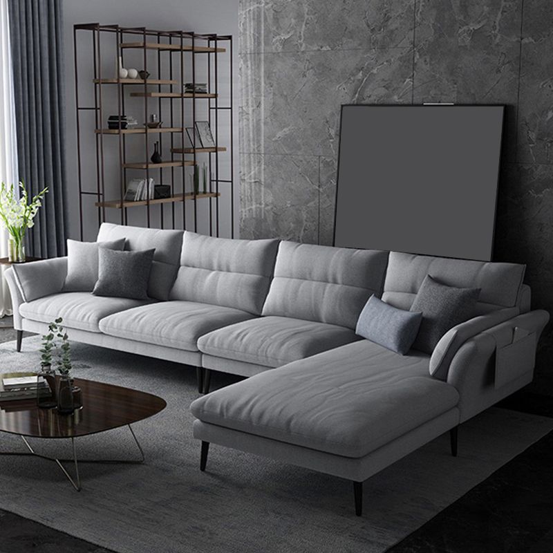 Flared Arm Fabric Sectional with Storage 4-seater Sofa & Chaise Clearhalo 'furn' 'furn_sectionals' 'Furniture' 'Living Room Furniture' 'Sectionals' 1200x1200_e8eb5060-8441-4448-81ce-f84fda070e28