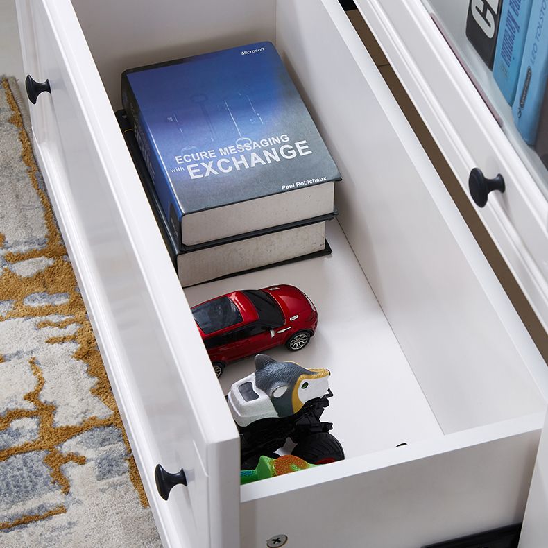 Witte verticale standaard boekenkast massief houten boekenplank met glazen deuren