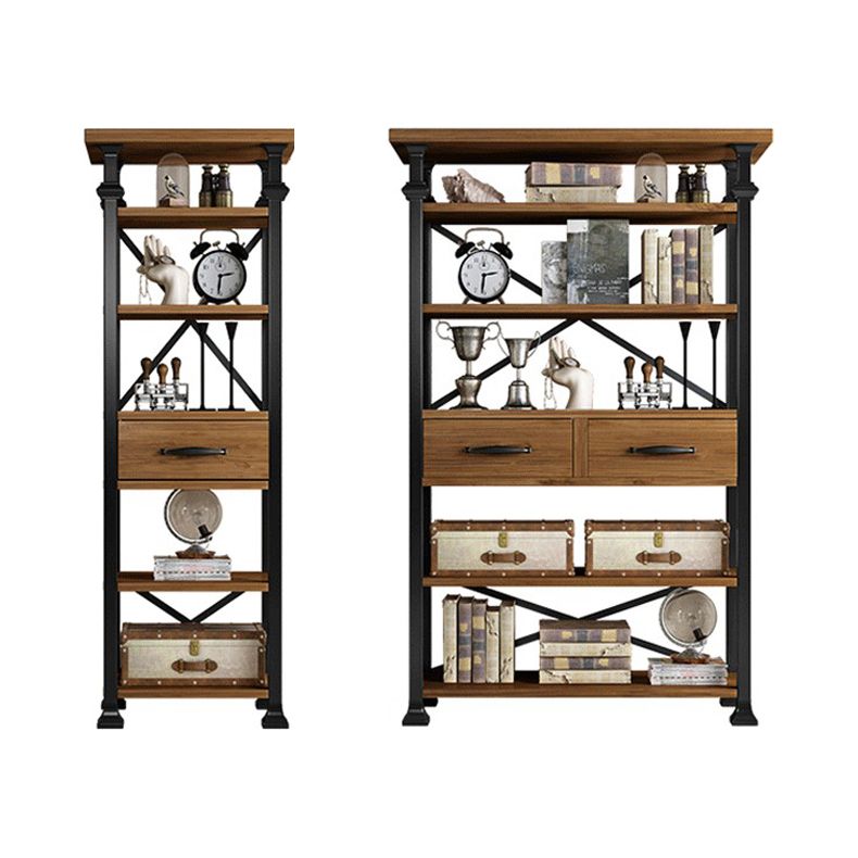 Solid Wood Bookshelf Industrial Style Open Back Bookcase for Home Office Clearhalo 'Bookcases' 'furn' 'furn_bookcases' 'Furniture' 'furniture_bookcases' 'Office Furniture' 1200x1200_e8ee2d71-283e-4ae2-9157-52f4591512cf