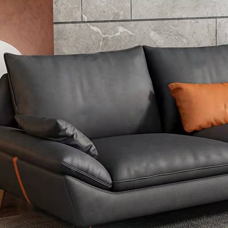 Contemporary 3-seater 33.46" H Faux Leather Pillow Top Arm Sofa