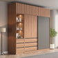 Contemporary Wardrobe Cabinet with Drawer Brown Wardrobe Closet
