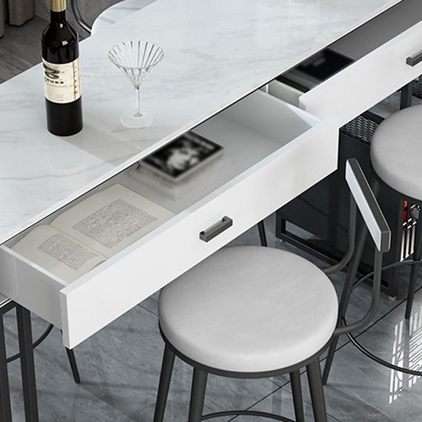 Marble Bistro Bar Desk with Rectangle Table Top White Double Pedestal Table-41.3" H Clearhalo 'Bar Furniture' 'Bar Tables' 'bar_tables' 'furn' 'furn_bar_tables' 'Furniture' 'furniture_bar_tables' 'Kitchen & Dining Furniture' 1200x1200_e8f07438-f3ea-4710-820c-10ca547170d4