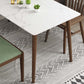 Massief houten frame eettafel uit het midden van de eeuw Witte stenen tafel