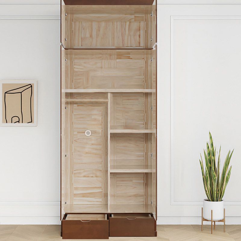 Contemporary Style Wardrobe Armoire Solid Wood Wardrobe Closet with Doors and Drawers Clearhalo 'Armoires & Wardrobes' 'armoires_wardrobes' 'Bedroom Furniture' 'furn' 'furn_armoires_wardrobes' 'Furniture' 1200x1200_e8f21c9f-cf1d-41a9-b84d-a31a79670793