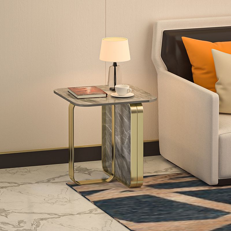 Contemporary Gold Metal Sofa Side Accent Table with Sintered Stone Top Clearhalo 'Coffee & Accent Tables' 'End & Side Tables' 'end_side_table' 'end_side_tables' 'furn' 'furn_end_side_tables' 'Furniture' 'furniture_end_side_table' 'Living Room Furniture' 1200x1200_e8f3a300-10f1-4a6d-95f8-1d2b1bea814a